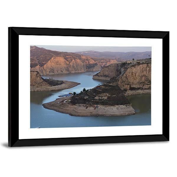Yellow River Laoniuwan Panoramic Canvas Wall Art-1 Piece-36" x 12"-Tiaracle