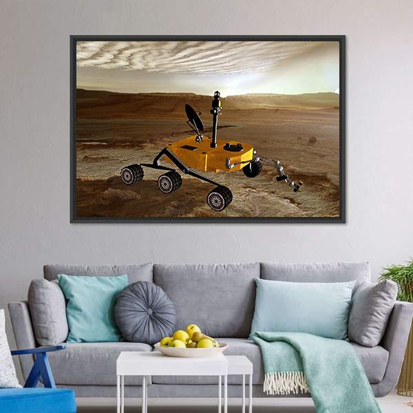 Yellow Rover On Mars Canvas Wall Art-3 Horizontal-Gallery Wrap-25" x 16"-Tiaracle