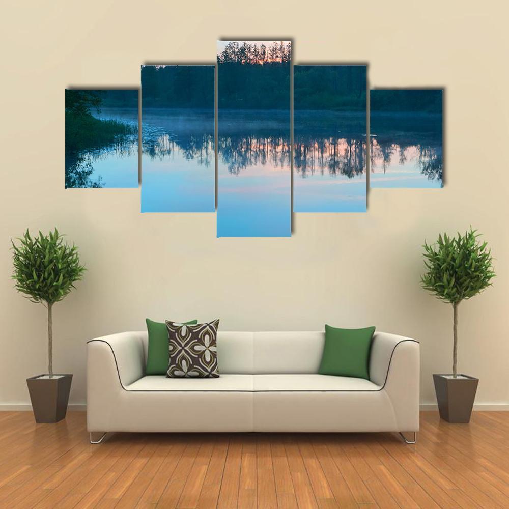 Yellow Sunset On Shore Of Baltic Sea Canvas Wall Art-5 Star-Gallery Wrap-62" x 32"-Tiaracle