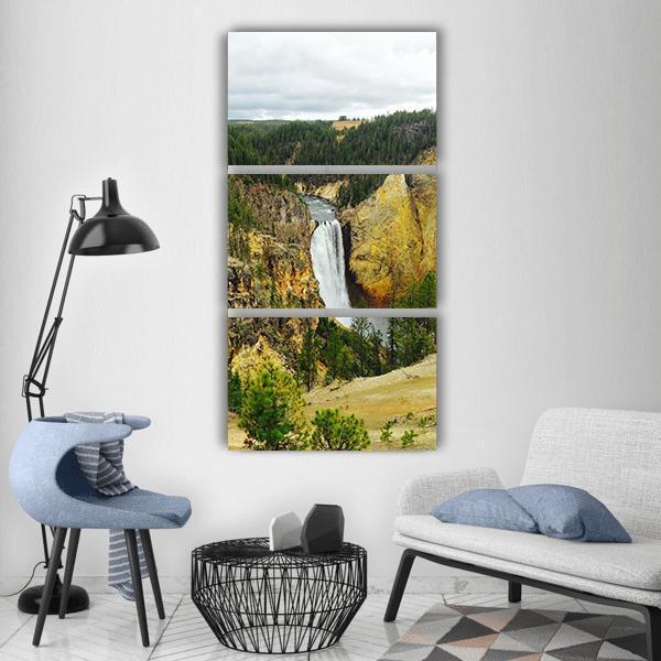 Yellowstone Canyon Waterfall Vertical Canvas Wall Art-3 Vertical-Gallery Wrap-12" x 25"-Tiaracle