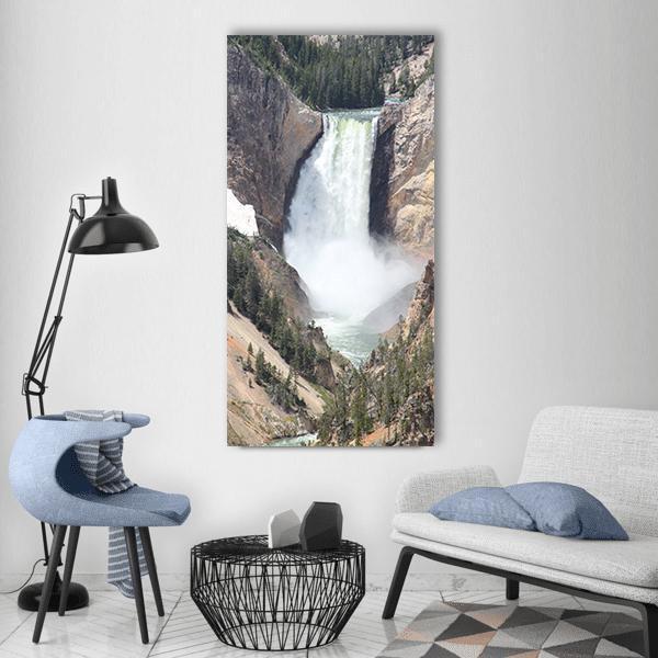 Yellowstone Falls In United States Vertical Canvas Wall Art-1 Vertical-Gallery Wrap-12" x 24"-Tiaracle