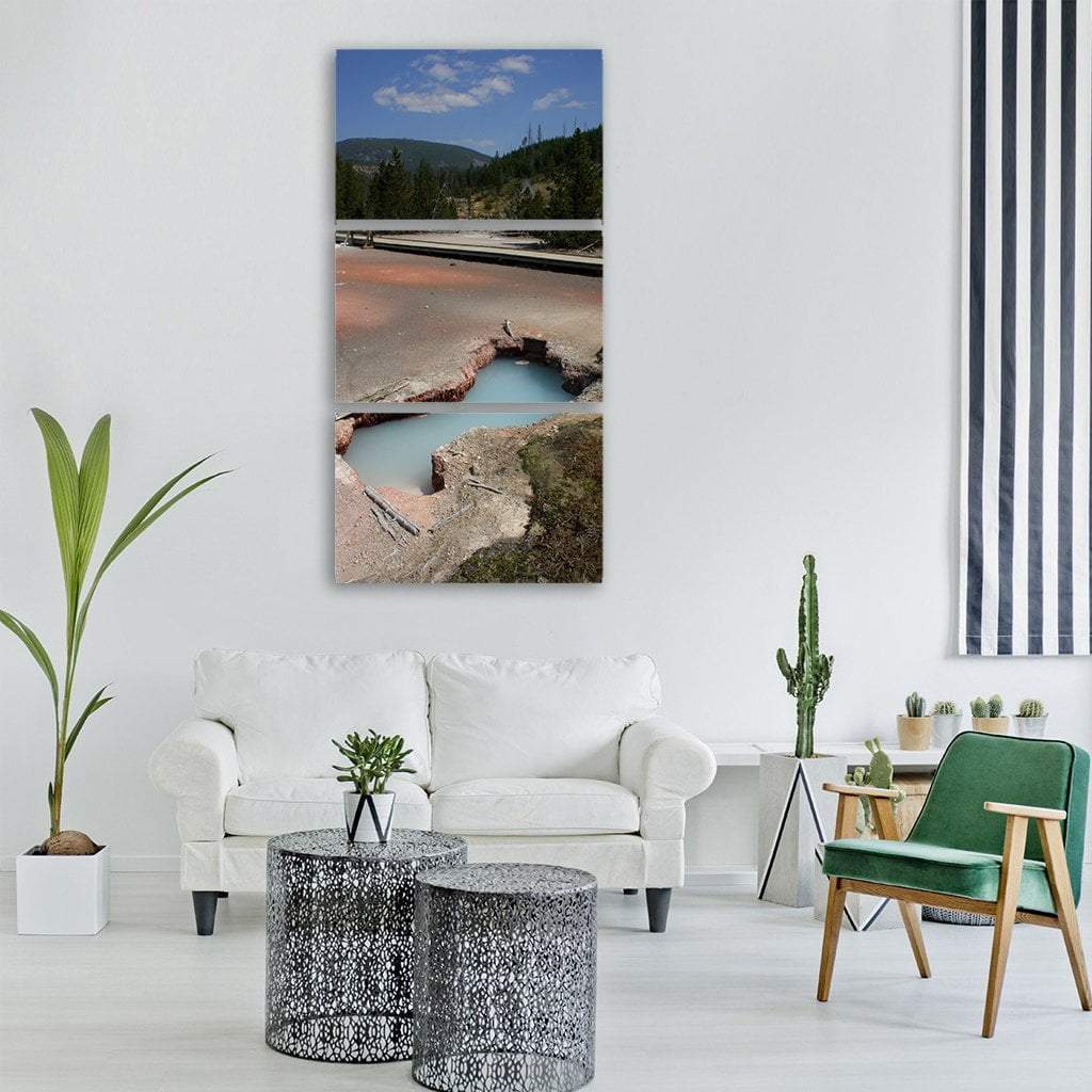 Yellowstone Hot Spring Vertical Canvas Wall Art-3 Vertical-Gallery Wrap-12" x 25"-Tiaracle