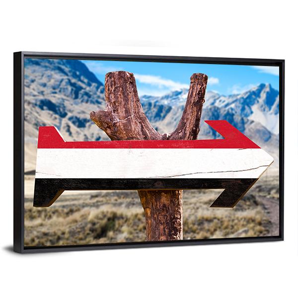 Yemen Flag Sign Panoramic Canvas Wall Art-1 Piece-36" x 12"-Tiaracle