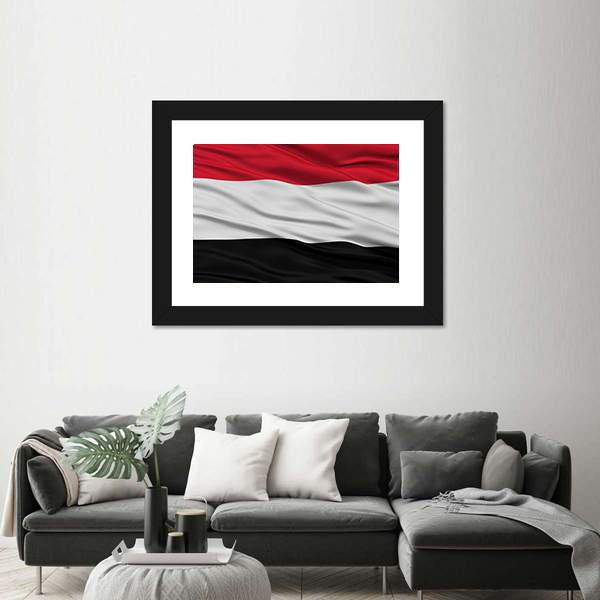 Yemen Flag Waving In The Wind Canvas Wall Art-3 Horizontal-Gallery Wrap-25" x 16"-Tiaracle