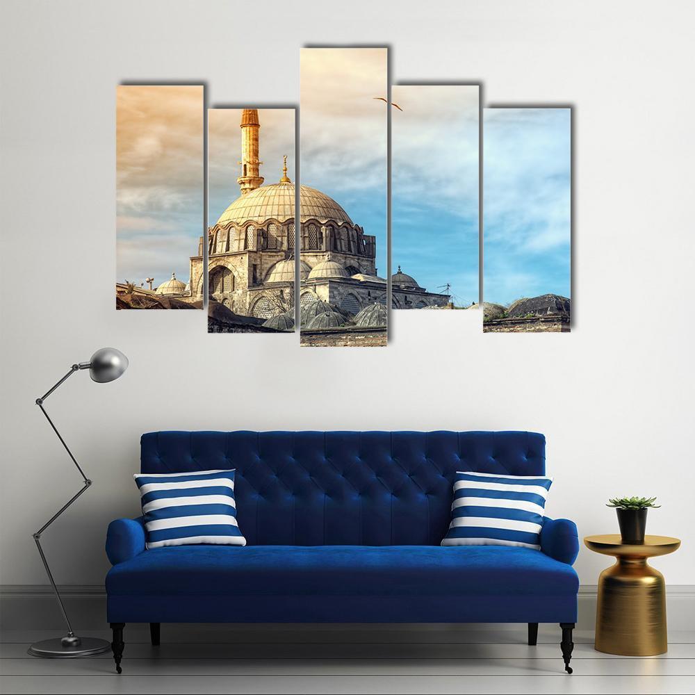 Yeni Cami Mosque In Istanbul Canvas Wall Art-5 Pop-Gallery Wrap-47" x 32"-Tiaracle