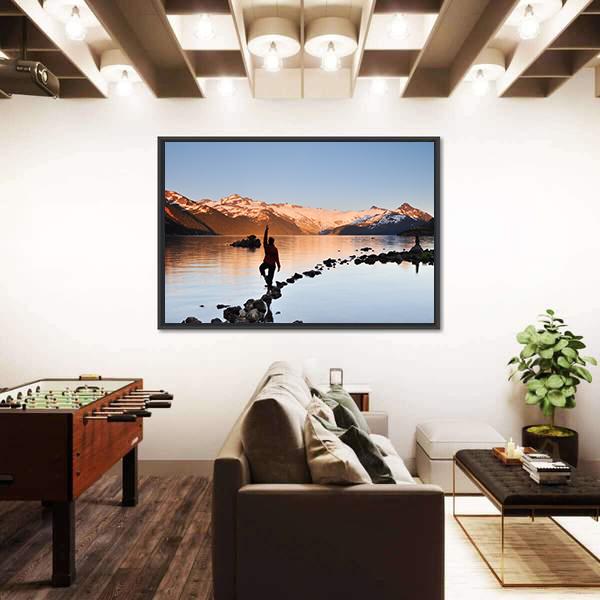 Yoga Girl In Garibaldi Lake Canvas Wall Art-5 Horizontal-Gallery Wrap-22" x 12"-Tiaracle