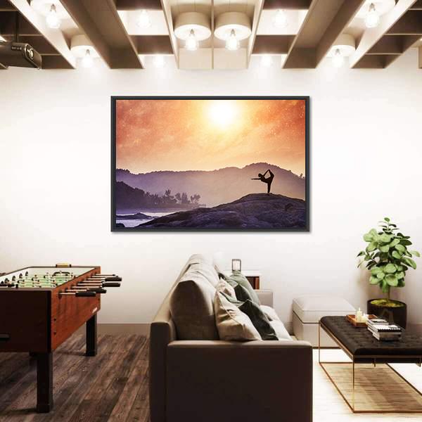 Yoga On Mountains Panoramic Canvas Wall Art-1 Piece-36" x 12"-Tiaracle