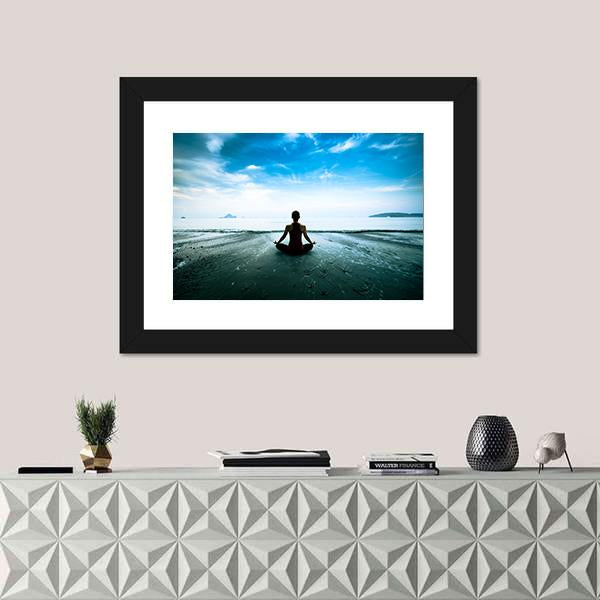 Yoga Woman Panoramic Canvas Wall Art-1 Piece-36" x 12"-Tiaracle