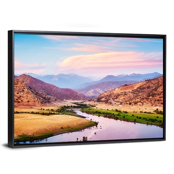 Yosemite National Park At Purple Sunset Canvas Wall Art-3 Horizontal-Gallery Wrap-25" x 16"-Tiaracle