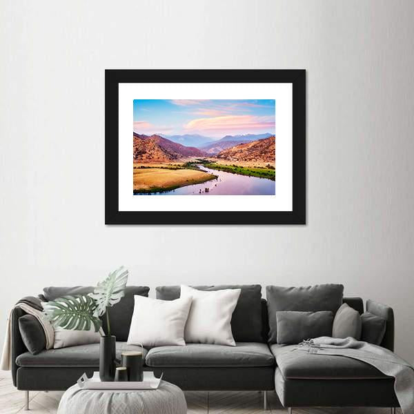 Yosemite National Park At Purple Sunset Canvas Wall Art-3 Horizontal-Gallery Wrap-25" x 16"-Tiaracle