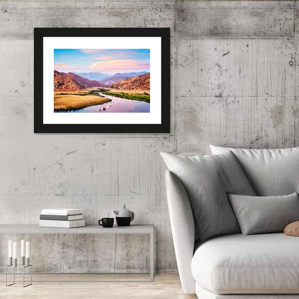 Yosemite National Park At Purple Sunset Canvas Wall Art-3 Horizontal-Gallery Wrap-25" x 16"-Tiaracle