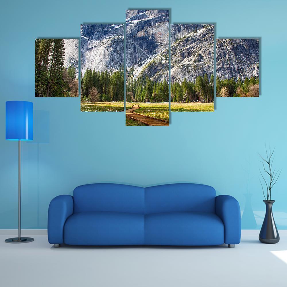 Yosemite National Park Canvas Wall Art-5 Star-Gallery Wrap-62" x 32"-Tiaracle