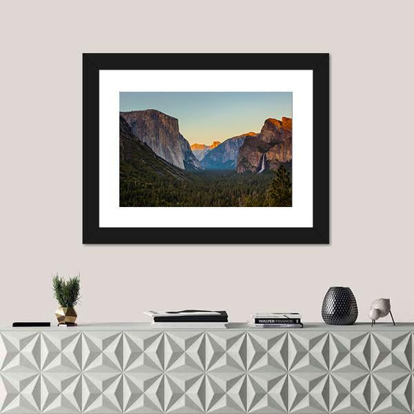 Yosemite Valley From Tunnel View At Sunset Canvas Wall Art-3 Horizontal-Gallery Wrap-25" x 16"-Tiaracle