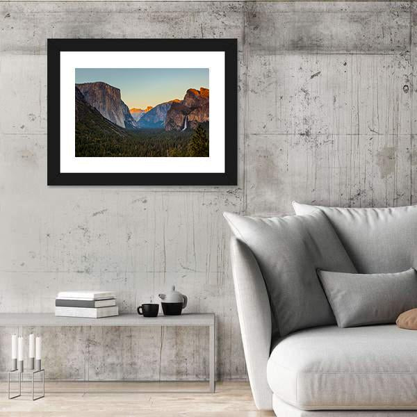 Yosemite Valley From Tunnel View At Sunset Canvas Wall Art-3 Horizontal-Gallery Wrap-25" x 16"-Tiaracle