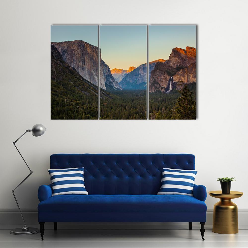 Yosemite Valley From Tunnel View At Sunset Canvas Wall Art-3 Horizontal-Gallery Wrap-37" x 24"-Tiaracle