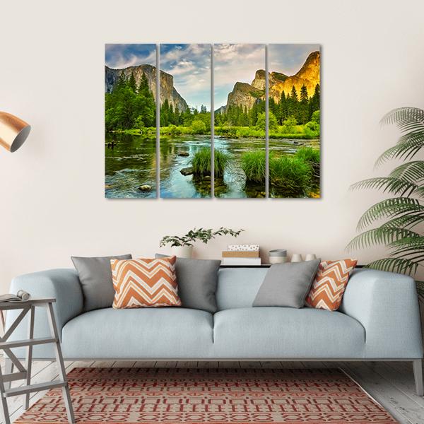 Yosemite Valley National Park Canvas Wall Art-4 Horizontal-Gallery Wrap-34" x 24"-Tiaracle