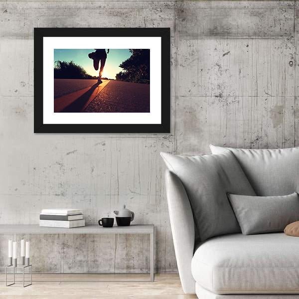 Young Fitness Woman Running On Sunrise Canvas Wall Art-3 Horizontal-Gallery Wrap-25" x 16"-Tiaracle