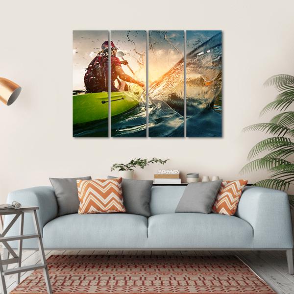 Young Lady Paddling Hard Canvas Wall Art-4 Horizontal-Gallery Wrap-34" x 24"-Tiaracle