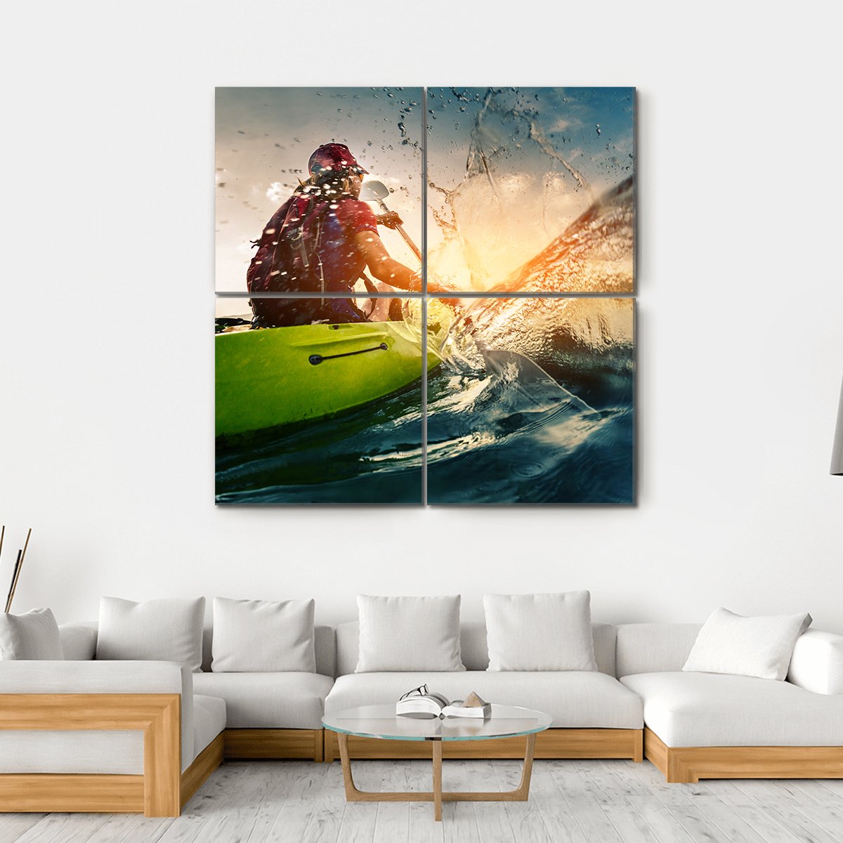 Young Lady Paddling Hard Canvas Wall Art-4 Square-Gallery Wrap-17" x 17"-Tiaracle