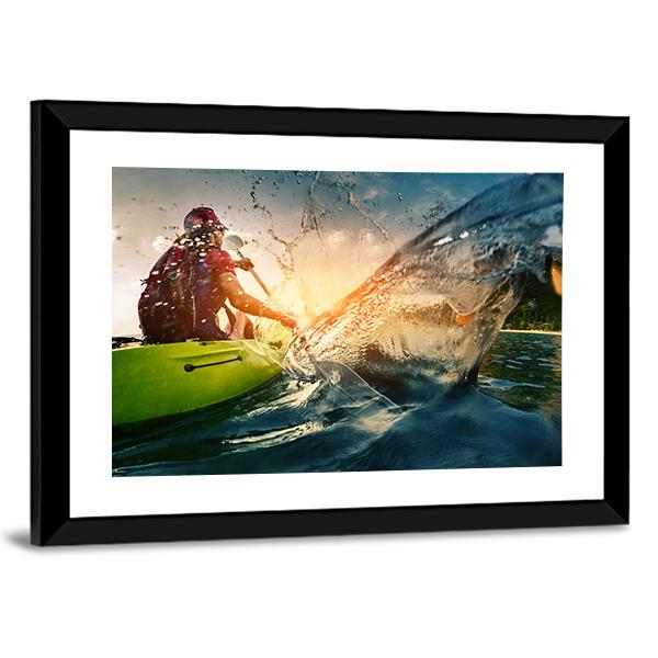 Young Lady Paddling Hard Canvas Wall Art-5 Horizontal-Gallery Wrap-22" x 12"-Tiaracle