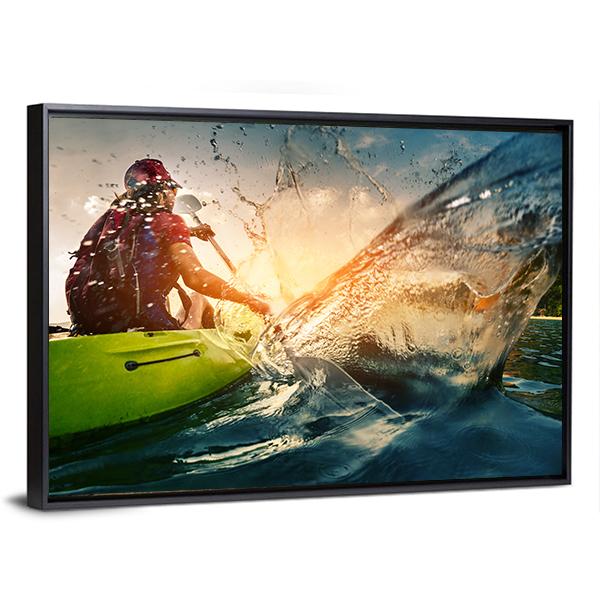 Young Lady Paddling Hard Canvas Wall Art-5 Horizontal-Gallery Wrap-22" x 12"-Tiaracle