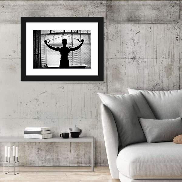 Young Man Bodybuilder Training In Gym Canvas Wall Art-5 Horizontal-Gallery Wrap-22" x 12"-Tiaracle