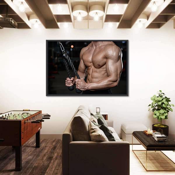 Young Man Train In The Gym Canvas Wall Art-3 Horizontal-Gallery Wrap-25" x 16"-Tiaracle