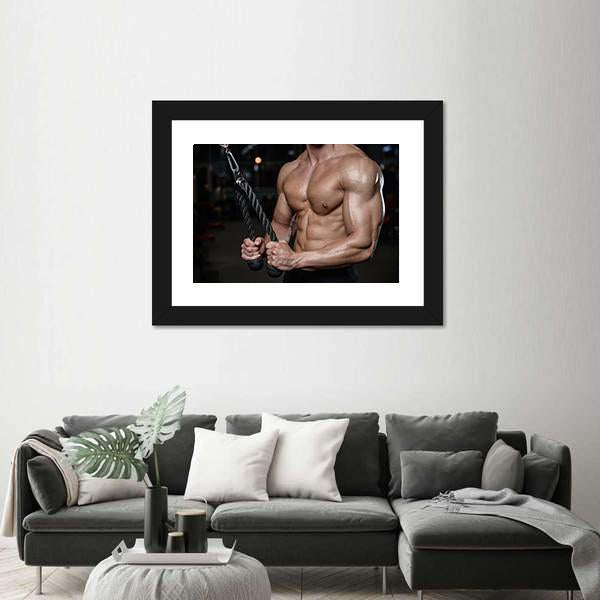 Young Man Train In The Gym Canvas Wall Art-3 Horizontal-Gallery Wrap-25" x 16"-Tiaracle
