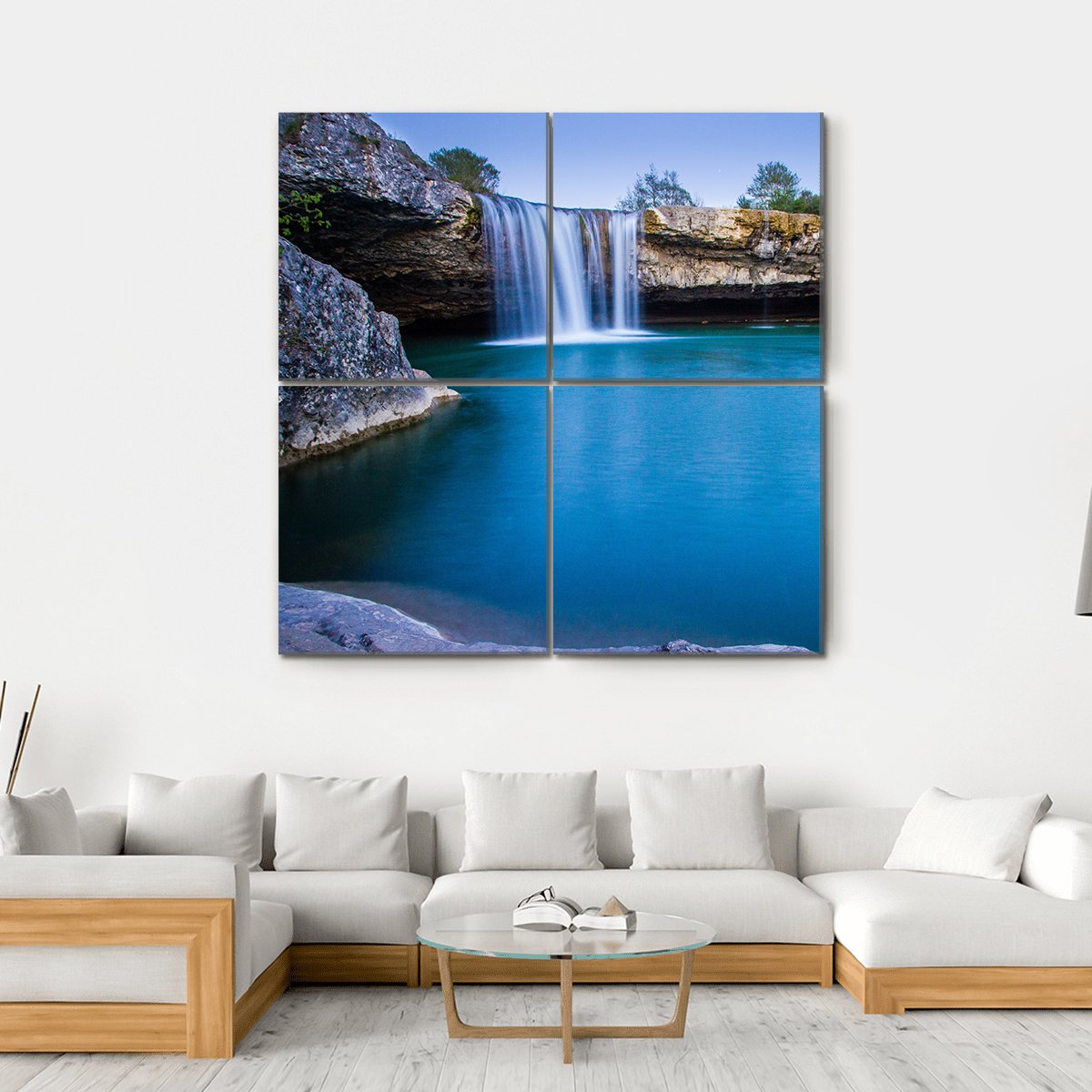 Zarecki Krov Waterfall In Croatia Canvas Wall Art-4 Square-Gallery Wrap-17" x 17"-Tiaracle