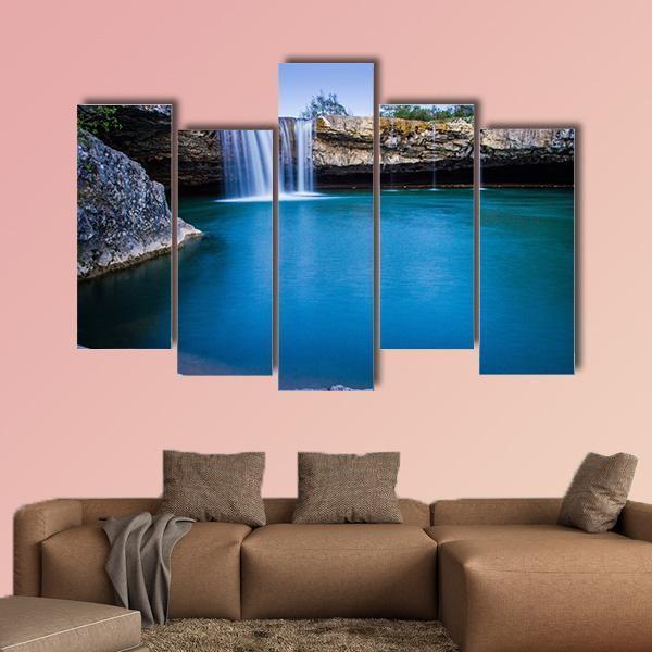 Zarecki Krov Waterfall In Croatia Canvas Wall Art-5 Pop-Gallery Wrap-47" x 32"-Tiaracle
