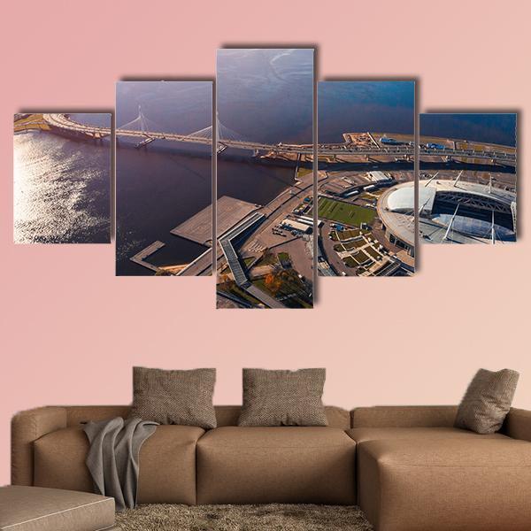 Zenit Arena In Russia Canvas Wall Art-5 Star-Gallery Wrap-62" x 32"-Tiaracle
