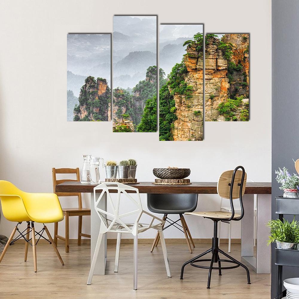 Zhangjiajie National Forest Park Canvas Wall Art-4 Pop-Gallery Wrap-50" x 32"-Tiaracle