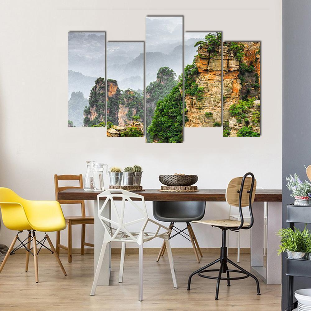 Zhangjiajie National Forest Park Canvas Wall Art-5 Pop-Gallery Wrap-47" x 32"-Tiaracle