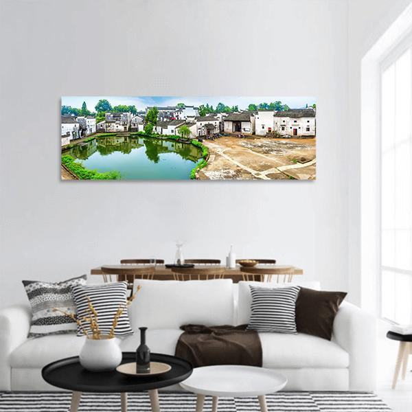 Zhuge Bagua Village Scenic Area Panoramic Canvas Wall Art-1 Piece-36" x 12"-Tiaracle