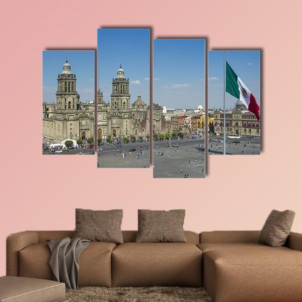 Zocalo In Mexico City Canvas Wall Art-4 Pop-Gallery Wrap-50" x 32"-Tiaracle
