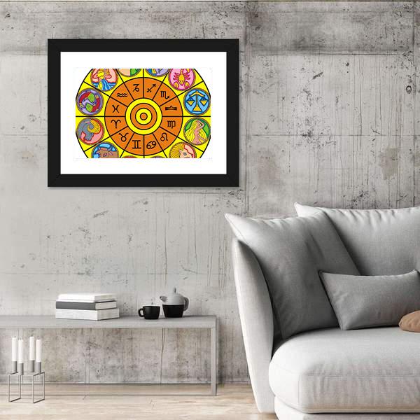 Zodiac Clock Canvas Wall Art-5 Horizontal-Gallery Wrap-22" x 12"-Tiaracle