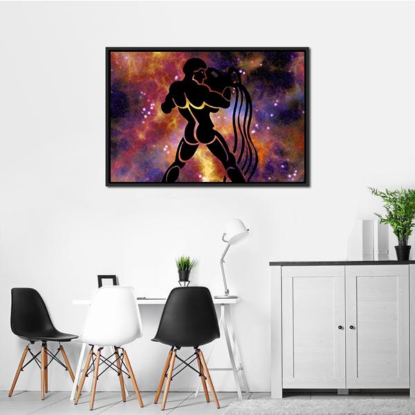 Aquarius Sign Vertical Canvas Wall Art-3 Vertical-Gallery Wrap-12" x 25"-Tiaracle