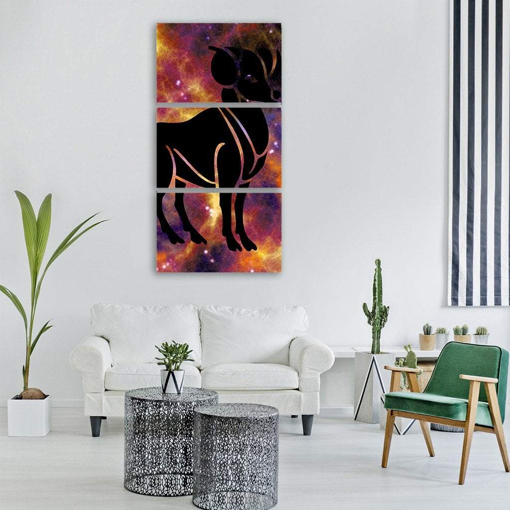 Zodiac Symbol Of Aries Vertical Canvas Wall Art-3 Vertical-Gallery Wrap-12" x 25"-Tiaracle