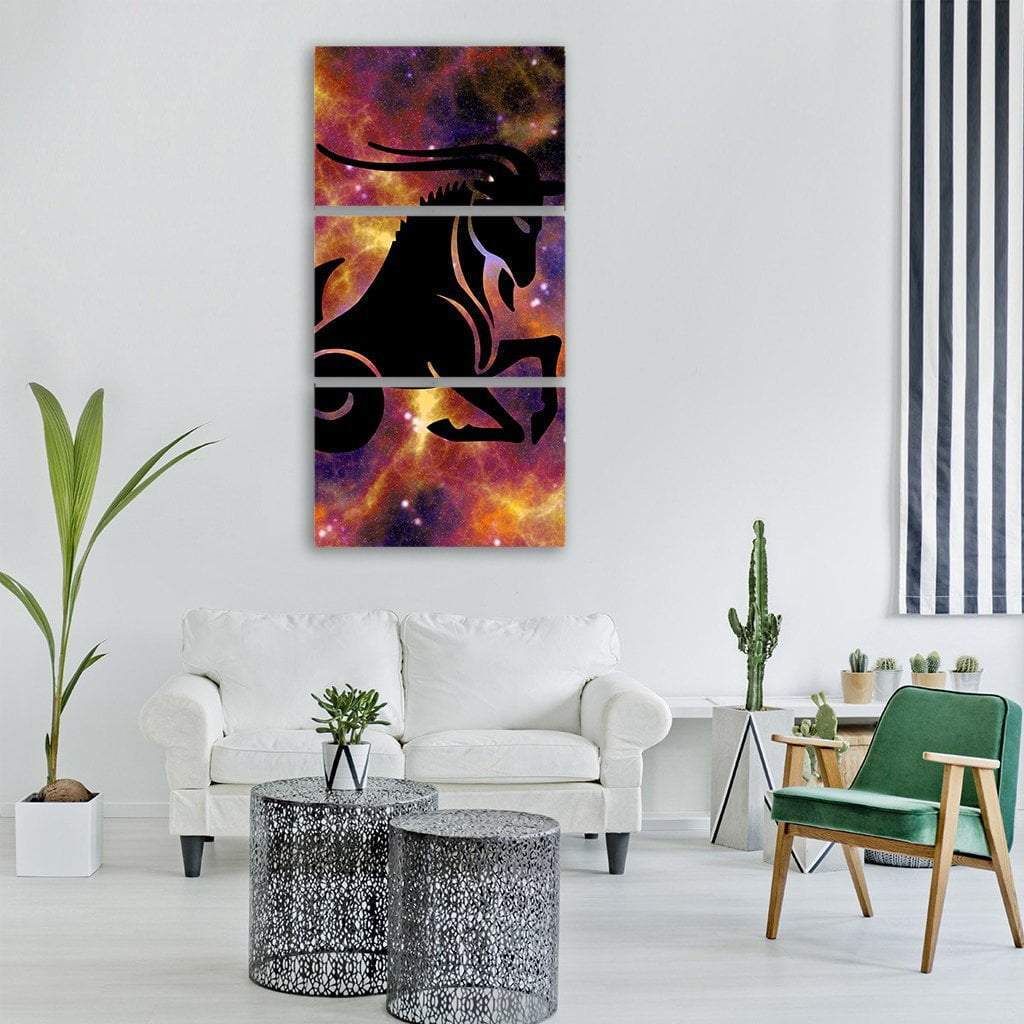 Zodiac Symbol Of Capricorn Vertical Canvas Wall Art-3 Vertical-Gallery Wrap-12" x 25"-Tiaracle