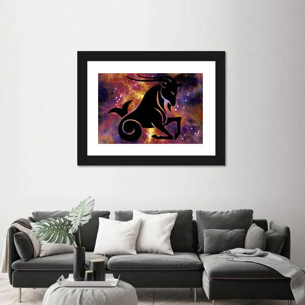 Zodiac Symbol Of Capricorn Vertical Canvas Wall Art-3 Vertical-Gallery Wrap-12" x 25"-Tiaracle