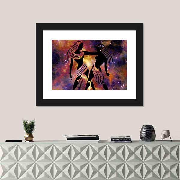 Zodiac Symbol Of Gemini Canvas Wall Art-1 Piece-Framed Print-20" x 16"-Tiaracle