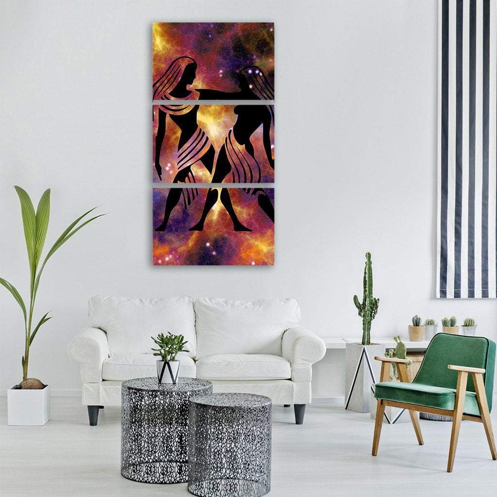 Zodiac Symbol Of Gemini Vertical Canvas Wall Art-3 Vertical-Gallery Wrap-12" x 25"-Tiaracle