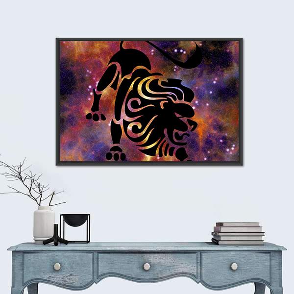 Zodiac Symbol Of Leo Canvas Wall Art-1 Piece-Floating Frame-24" x 16"-Tiaracle