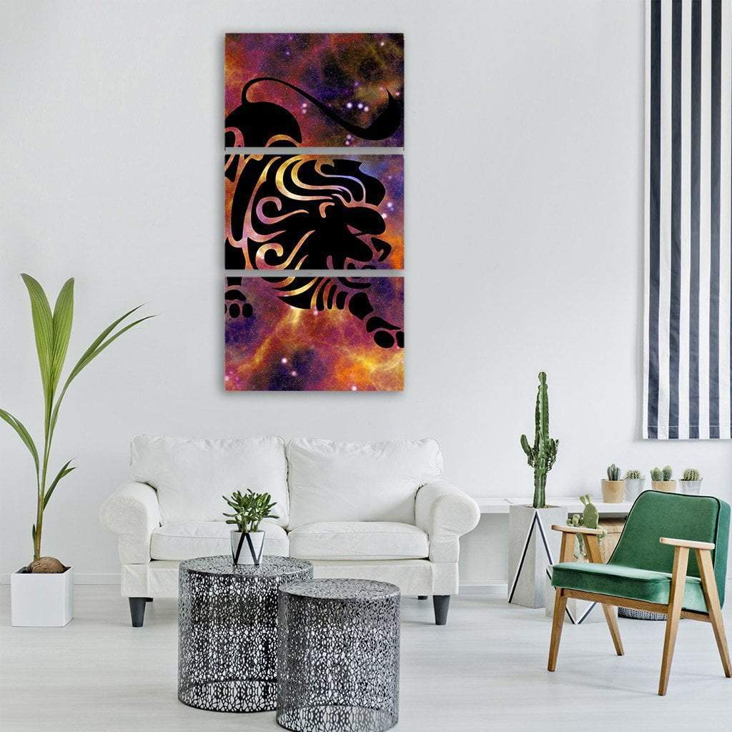 Zodiac Symbol Of Leo Vertical Canvas Wall Art-3 Vertical-Gallery Wrap-12" x 25"-Tiaracle