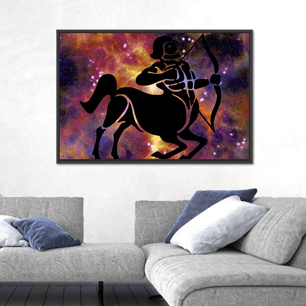 Zodiac Symbol Of Sagittarius Canvas Wall Art-5 Horizontal-Gallery Wrap-22" x 12"-Tiaracle