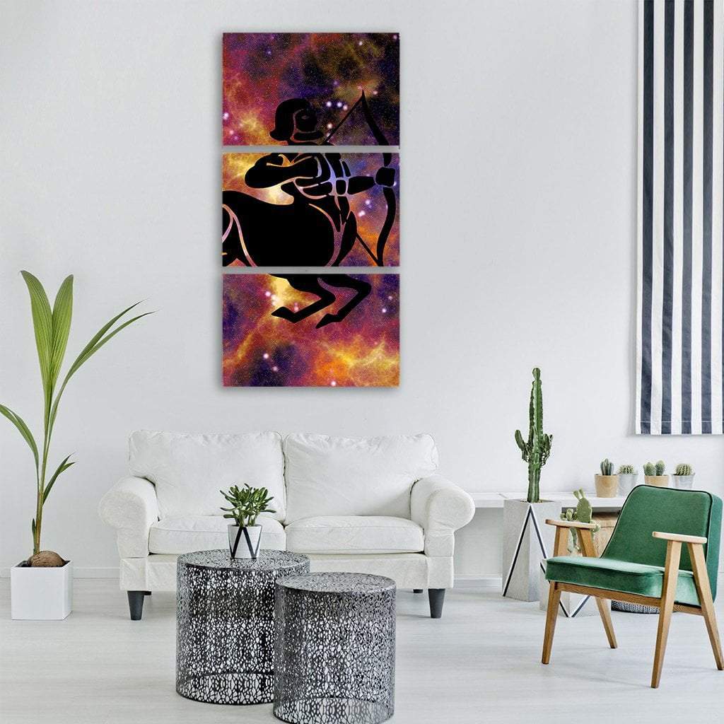 Zodiac Symbol Of Sagittarius Vertical Canvas Wall Art-3 Vertical-Gallery Wrap-12" x 25"-Tiaracle