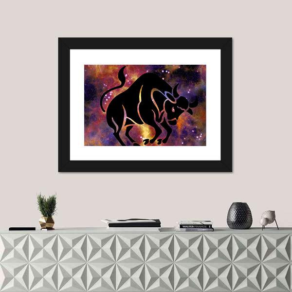 Zodiac Symbol Of Taurus Canvas Wall Art-1 Piece-Framed Print-20" x 16"-Tiaracle