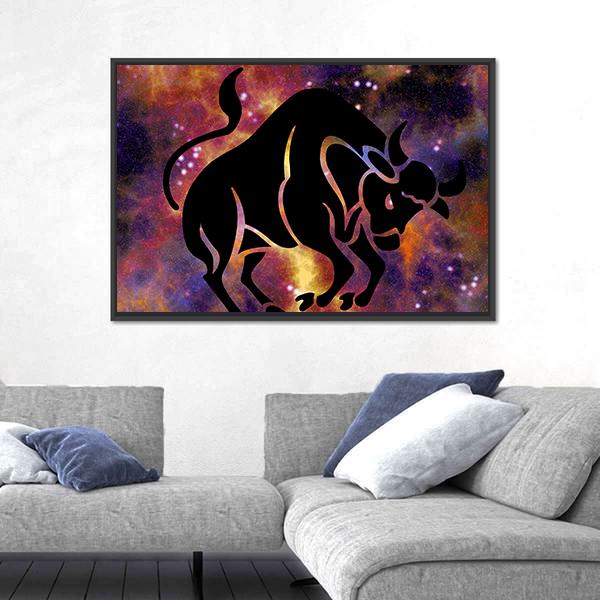 Zodiac Symbol Of Taurus Canvas Wall Art-5 Horizontal-Gallery Wrap-22" x 12"-Tiaracle