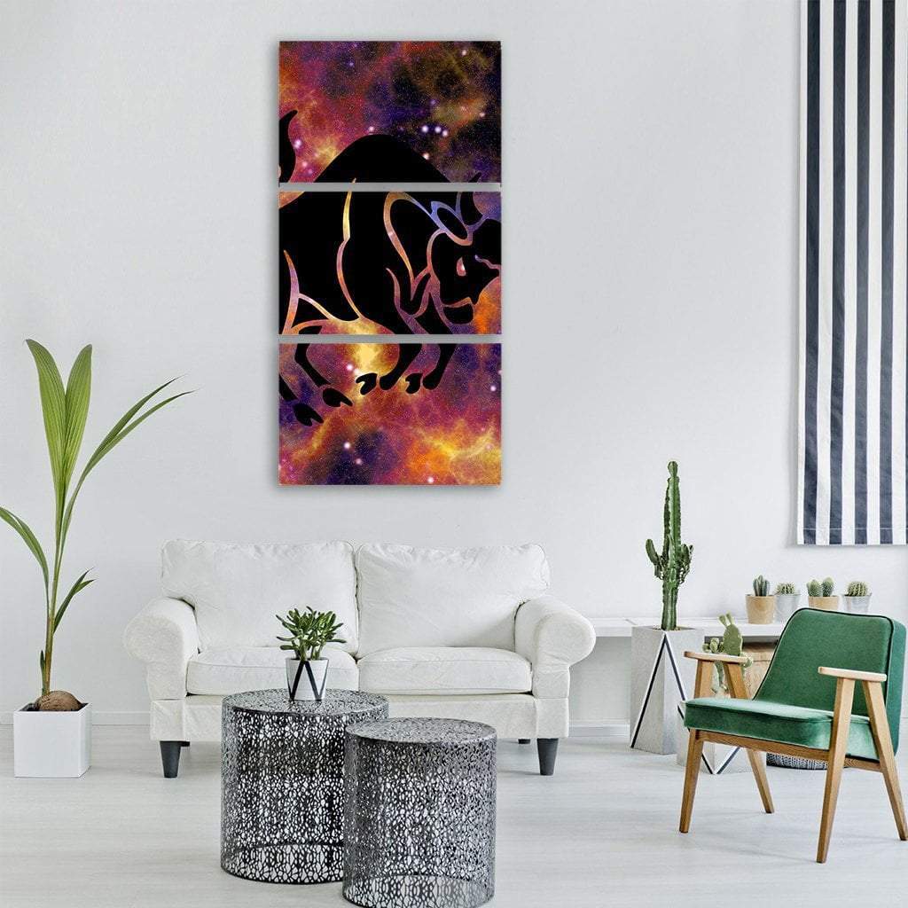 Zodiac Symbol Of Taurus Vertical Canvas Wall Art-3 Vertical-Gallery Wrap-12" x 25"-Tiaracle