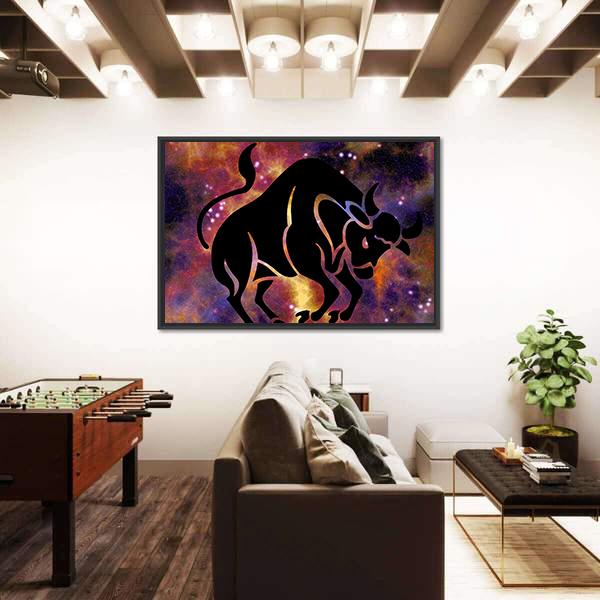 Zodiac Symbol Of Taurus Vertical Canvas Wall Art-3 Vertical-Gallery Wrap-12" x 25"-Tiaracle